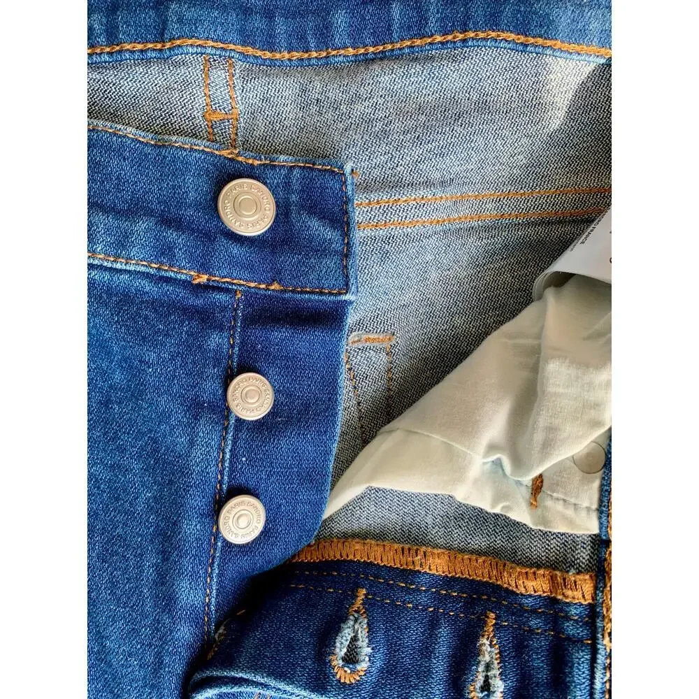 Sandro Button Fly Jeans in Blue Vintage Denim Size 30 Slim Fit Pockets Stretch - Picture 4 of 5